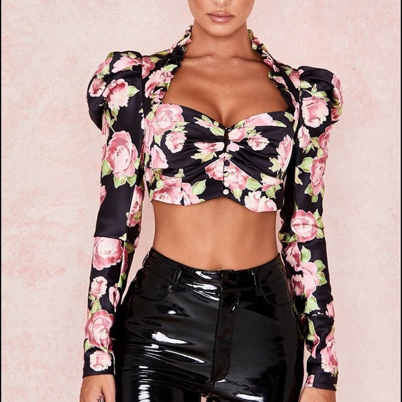 House of CB Rose Print Crop Top (Marcellina Top) - Picture 4 of 5